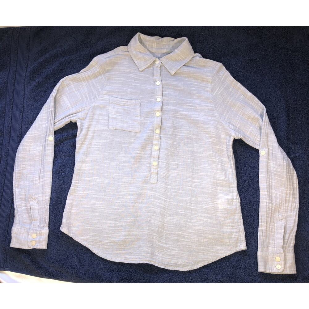 Aventura 1/2 Button Shirt Sustainable Organic Fair Trade Certified Gray Sz S